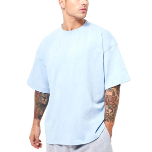 T-shirt pour homme de haute qualité 100% coton, personnalisable, surdimensionné, col rond, épaules tombantes, t-shirt uni pour homme - Product Image 1