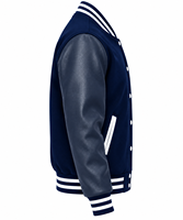 Veste varsity noire pour homme, couleur unie, manches en cuir, style décontracté pour l'automne, col rabattu, fermeture à boutons, veste varsity personnalisable