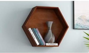 Stylish Sheesham Wood Hexagonal <b>Wall</b> <b>Shelf</b> - Modern Design | Aqdus Saleem - Product Image 2
