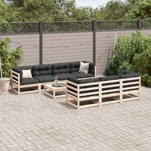 Grand ensemble de canapés de jardin modulaires en bois de pin massif naturel, meubles d'extérieur durables - Product Image 3