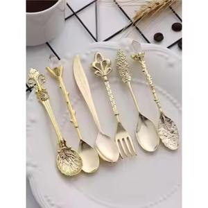 Ensemble de couverts en laiton doré de qualité supérieure avec manche émaillé, collection élégante d'ustensiles de table, vaisselle raffinée pour banquet - Product Image 3