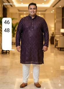Festival wear 18Kg Rayon with Viscose Thread Lucknowi & Box Sequence work Readymade Plus-Size Kurta-Payjama Supplier from Surat - Product Image 4