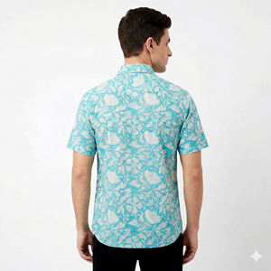 Chemise décontractée pour homme à manches courtes, imprimé floral, en coton, col rabattu, style été, respirante, écologique, séchage rapide, popeline - Product Image 4