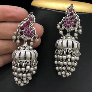 Fashion Chandelier Earrings Matte Silver Jhumka - Product Image 1