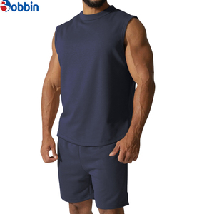 BOBBIN INDUSTRIES Best Manufacturer Hot Custom Men's Summer Casual Sleeveless Cotton Solid Color Plus Size Men's Tank Tops Sets - Product Image 4