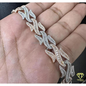 Bracelet tennis bicolore style hip-hop, serti de pierres, en or plaqué 14 carats et diamants de laboratoire, étincelant et imposant, cadeau d'anniversaire ou de Saint-Valentin, bijou - Product Image 3