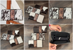 Vente en gros de portefeuille en cuir usiné à la main de marque à la mode Pochette de fermeture à glissière de haute qualité Portefeuille de créateur en cuir de vachette véritable - Product Image 3