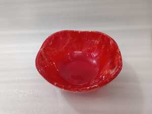 Bol de service en résine rouge et blanc, fait main, sans plomb, poli, avec motif marbré aquamarine, pour les fêtes - Product Image 4