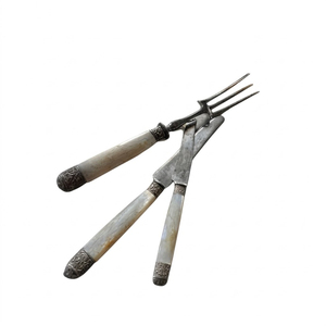 Stainless Steel <b>Cutlery</b> <b>Set</b> With Vintage Engraved Cake Server Antique <b>Bamboo</b> Design Flatware Silverware <b>Set</b> For Wedding Party - Product Image 4