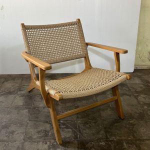 Living Room Chairs Modern Solid Teak Wood Accent Lounge <b>Armchair</b> Woven rope Seat For Villa Hotel Apartment Procurement - Product Image 3
