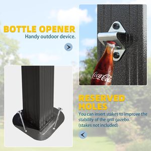 8x5FT Arc Roof Outdoor Grill <b>Canopy</b> Double Galvanized Steel Roof 2 Side Shelves BBQ Gazebo Grill <b>Tent</b> Patented Product Category - Product Image 5