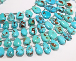 Cuentas de Turquesa Egipcia en Forma de Pera de la Marca Prince Mines, Cuentas de Piedras Preciosas Naturales Lisas en Forma de Lágrima para la Fabricación de Collares y Joyería - Product Image 1
