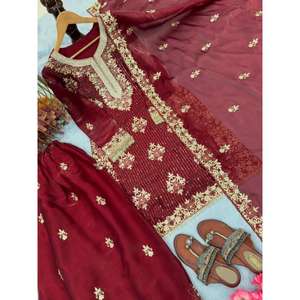 Conjunto de Fiesta de Diseño Gmy Silk Premium con Top, Pantalones Plazzo y Dupatta, Hermosa Moda Étnica para Celebraciones de Boda - Product Image 5