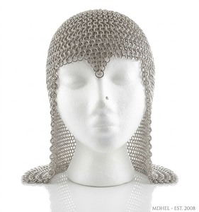 Capucha de malla metálica medieval tradicional de acero, tipo coif, para disfraz renacentista - Product Image 3