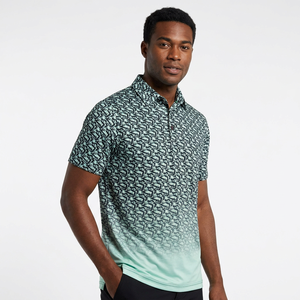 Polo à manches courtes pour homme à motif géométrique, respirant, en polyester tissé, style décontracté - Product Image 4