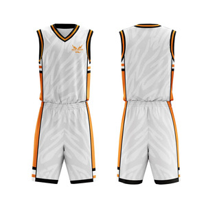 Conjunto de Uniforme de Baloncesto Personalizado Blanco y Naranja, Sin Mangas, Cuello en V, Sublimado, de Secado Rápido, Ajuste Atlético, Unisex, para Adultos - Product Image 1