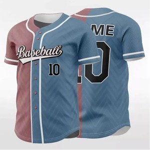 เสื้อเบสบอลคุณภาพดีที่สุด แขนสั้น สีน้ำเงินแดง หมายเลขทีม 10 พิมพ์ลายแบบ Sublimation ระบายอากาศได้ดี ผลิตจากโพลีเอสเตอร์ สำหรับผู้ใหญ่ ทั้งชายและหญิง จำหน่ายจำนวนมาก - Product Image 1