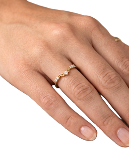 Manufacturing 10K 14K Solid Gold Round Lab Diamond Curved <b>Wedding</b> Band Minimalist Stackable Promise Ring Anniversary Gift Ring - Product Image 6