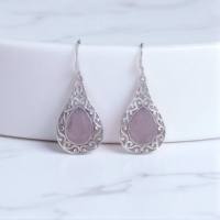 Anting Turquoise & Moonstone Bentuk Pir, Anting Gantung Buatan Tangan Perak 925 Berstempel, Harga Grosir Perhiasan