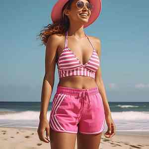 Shorts de Verano de Alta Calidad, Tela Suave, Ajuste Elástico, Diseño Cómodo, Excelente para Vacaciones, Shorts de Playa para Mujer - Product Image 3