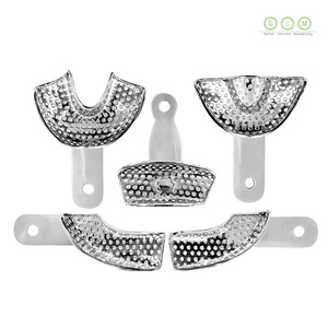 Juego de Bandejas de Impresión Dental de Acero Inoxidable, Perforadas, Autoclavables, para Moldeo Preciso, Superior e Inferior - Product Image 1