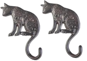 Cổ gang mèo figurine móc, mộc mạc treo tường trang trí nội thất cho treo áo hat túi, bán buôn - Product Image 2
