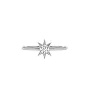 <b>Fine</b> <b>Ring</b> 10K 14K Solid Gold Round Lab Diamond <b>Ring</b> Starburst <b>Ring</b> Minimalist Sunburst Engagement <b>Ring</b> Dainty Celestial Jewelry - Product Image 3