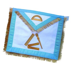 12th Degree Scottish Rite <b>Apron</b> <b>White</b> with Sky Blue Borders & Gold Fringe Best Material With High Grade Designs & Custom Styles - Product Image 1