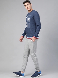 Sudadera Azul para Hombre, Cuello Redondo, Corte Regular, Logotipo Estampado, Informal, Tejido de Punto, 100% Algodón, Otoño - Product Image 1