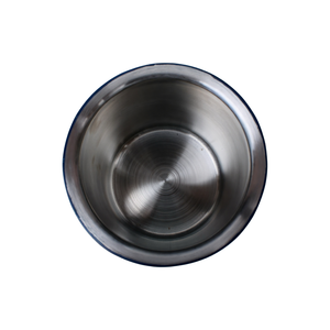 Playful Deep Indigo Blue High Gloss Lacquered <b>Ice</b> Bucket Displaying Distinctive Wavy Horizontal Ridges & A Matching Flat Lid - Product Image 5