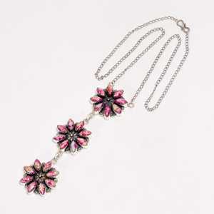 Collier en argent sterling avec trois fleurs en jaspe de sédiments marins roses, bijoux floraux bohèmes faits à la main, cadeau pour elle - Product Image 2