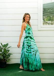 OEM Private Label Tie Dye Maxi Dress Solide Motif Fantaisie Conçu Long Bras Longueur Vacances Commande Indien Exportateur Robe Vente - Product Image 2