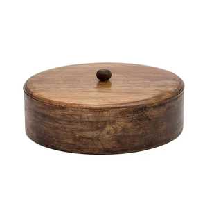 Caja Redonda Minimalista de Madera para Roti, Contenedor Aislado para Chapati, Calentador de Tortillas, Recipiente de Almacenamiento de Pan Plano de Madera Maciza con Tapa - Product Image 1