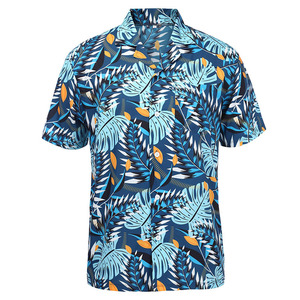 Men's <b>Hawaiian</b> <b>Shirt</b> Navy Blue Tropical Floral Print Short Sleeve Turn-Down Collar Button-Up Summer Vacation Top - Product Image 1