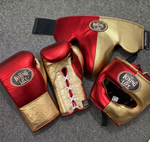 Wholesale No Boxing No Life Mexican Style Real Cowhide Leather Lace-Up Boxing Gloves Nose Bar <b>Head</b> Guard Groin Guard Protector - Product Image 4