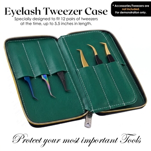 Estuche de almacenamiento para pinzas de extensión de pestañas, organizador de herramientas para pestañas, bolsa de transporte con cremallera, soporte portátil para pinzas, ranuras elásticas de almacenamiento, profesional. - Product Image 2