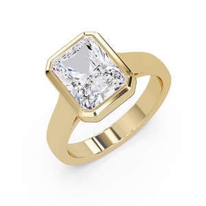 Fine Jewelry 14K Pure <b>Gold</b> Emerald Cut Lab Grown Diamond 3.00Ct IGI Certified Bezel <b>Set</b> Engagement <b>Rings</b> Wedding <b>Rings</b> For Women - Product Image 2