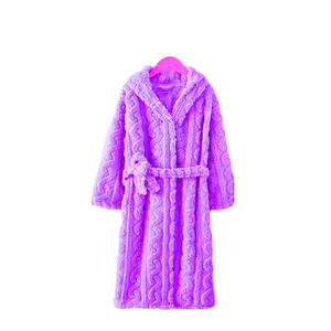 Bata Larga de Forro Polar Suave para Mujer, con Capucha y Mangas Largas, Diseño Tejido de Color Liso, Ideal para el Invierno - Product Image 5