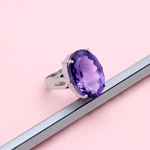 Bague en argent sterling 925 avec améthyste naturelle pour femme, bague solitaire ovale en pierre précieuse, bijoux fins faits à la main, cadeau - Product Image 5