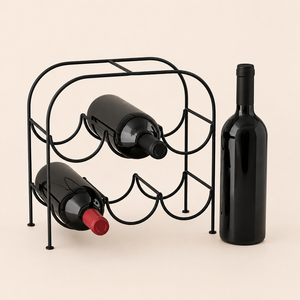 Countertop <b>Wine</b> Rack 6 Bottle Holder Matte Black Metal & Wood Tabletop Storage Organizer Freestanding <b>Wine</b> Display Stand for Bar - Product Image 2