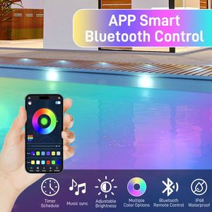 Projecteurs LED intelligents 20W pour piscine, étanches IP68, contrôle par application, lampe magnétique à changement de couleur avec cordon de 8 m pour piscines hors sol - Product Image 2