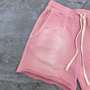 Shorts de survêtement unisexe taille mi-haute en toile de coton délavée à l'acide, personnalisables avec votre propre design et poche latérale, pour hommes, fourniture OEM - Product Image 2