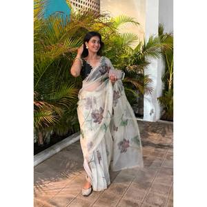 Floral Print <b>Beautiful</b> Party Wear Saree for Your Next Celebration - Product Image 6