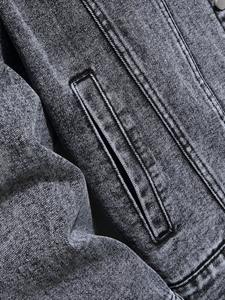 Chaqueta Vaquera Clásica para Hombre, Color Sólido, Cuello Camisero, Cierre de Botones, Algodón Lavado, Estilo Casual para Otoño - Product Image 4