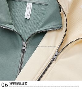Sudadera con cremallera y cuello levantado informal de gran tamaño de alta calidad, chaqueta con cremallera personalizada para hombres y mujeres, sudaderas con capucha y sudaderas - Product Image 2