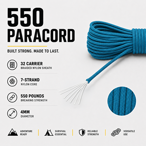 Turquoise 4mm Paracord Rope 550 Type Nylon Utility <b>Cord</b> for Camping, Survival, Craft and DIY Use - Product Image 4