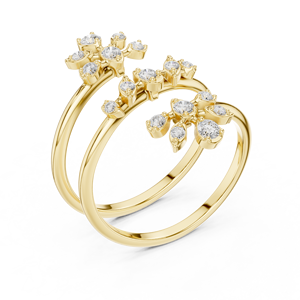Luxury Yellow Gold Wrap Flower <b>Ring</b> with Crystal Floral Open Spiral Band Elegant <b>Adjustable</b> <b>Ring</b> for Women - Product Image 4