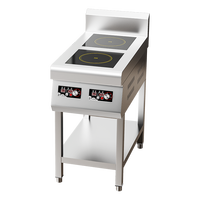 Cuisinière à induction commerciale à 2 brûleurs, cuisinière à induction électrique en acier inoxydable pour restaurant, hôtel, cuisine commerciale