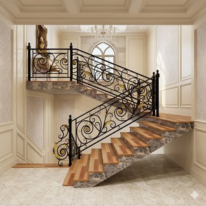 Rampe d'escalier décorative en fer forgé, main courante sur mesure, garde-corps métallique pour terrasse, solution robuste et durable pour l'intérieur et l'extérieur - Product Image 4