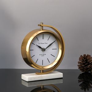 Gold Metal Desk <b>Clock</b> For Luxury Home Office Decoration With Premium Detailing And Elegant Time Display - Product Image 2